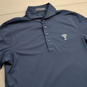 G/FORE Golf Polo Shirt Mens Small Navy Blue Short Sleeve 4-Button Macbeth 1950